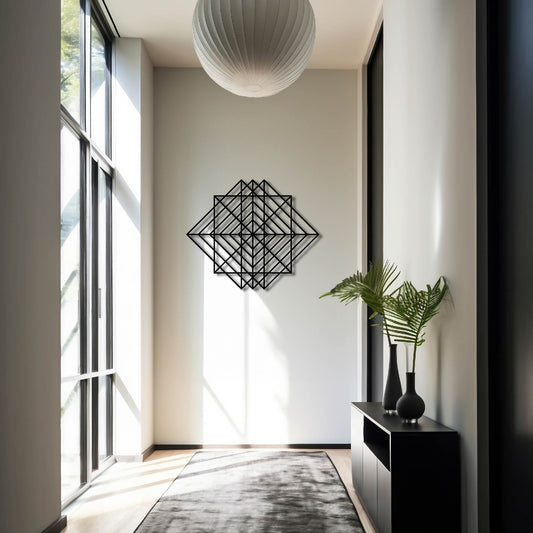 SQUARE AND DIAMONDS GEOMETRIC DECOR METAL WALL ART