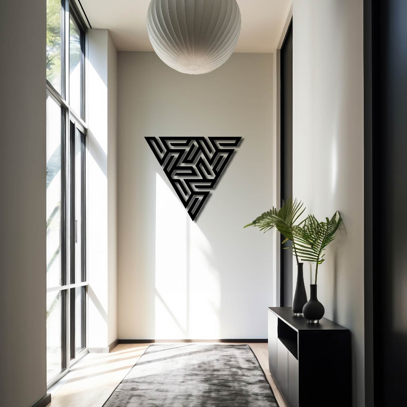 V Maze Geometric Shape Metal Wall Art Frame