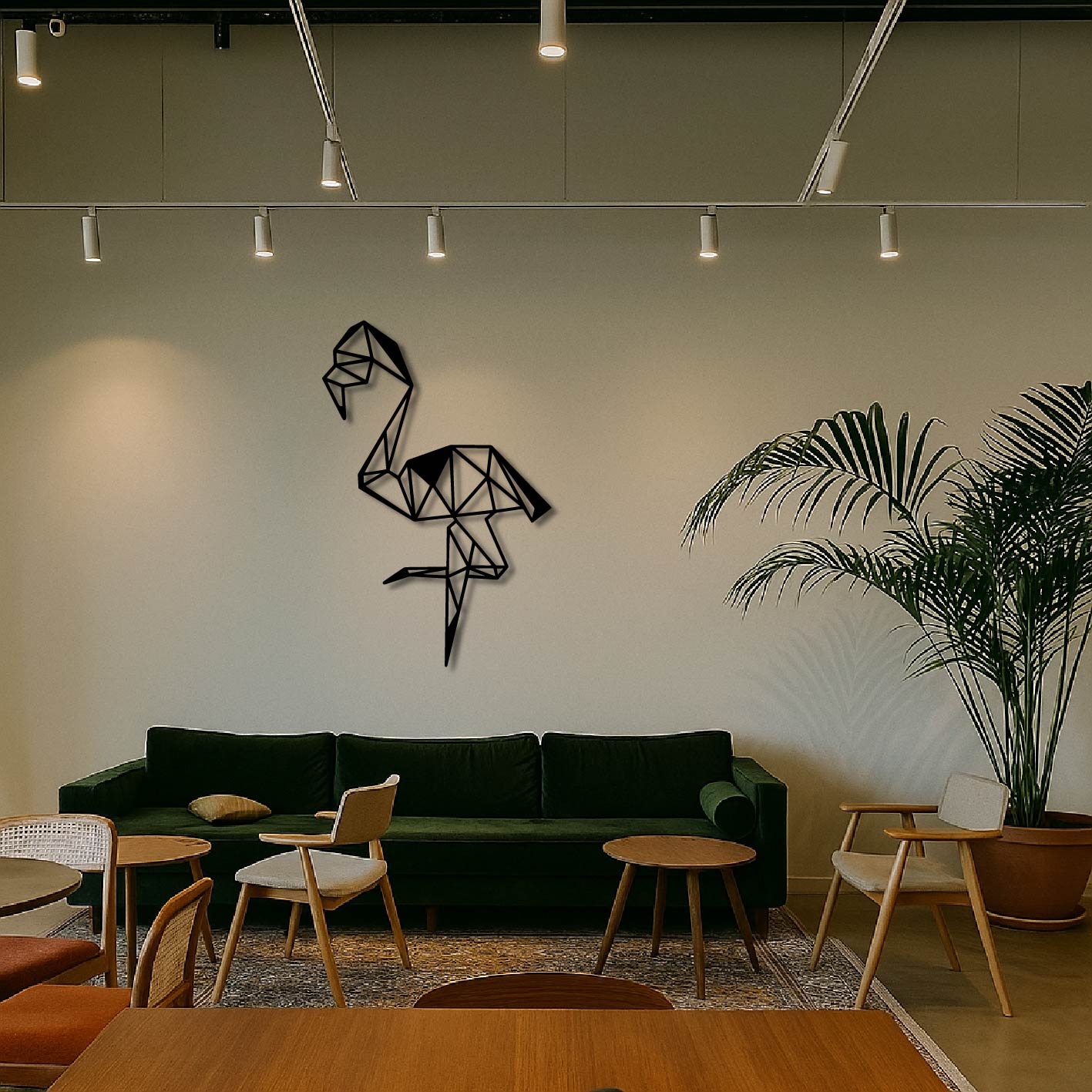 FLAMINGO ON ONE LEG METAL WALL ART