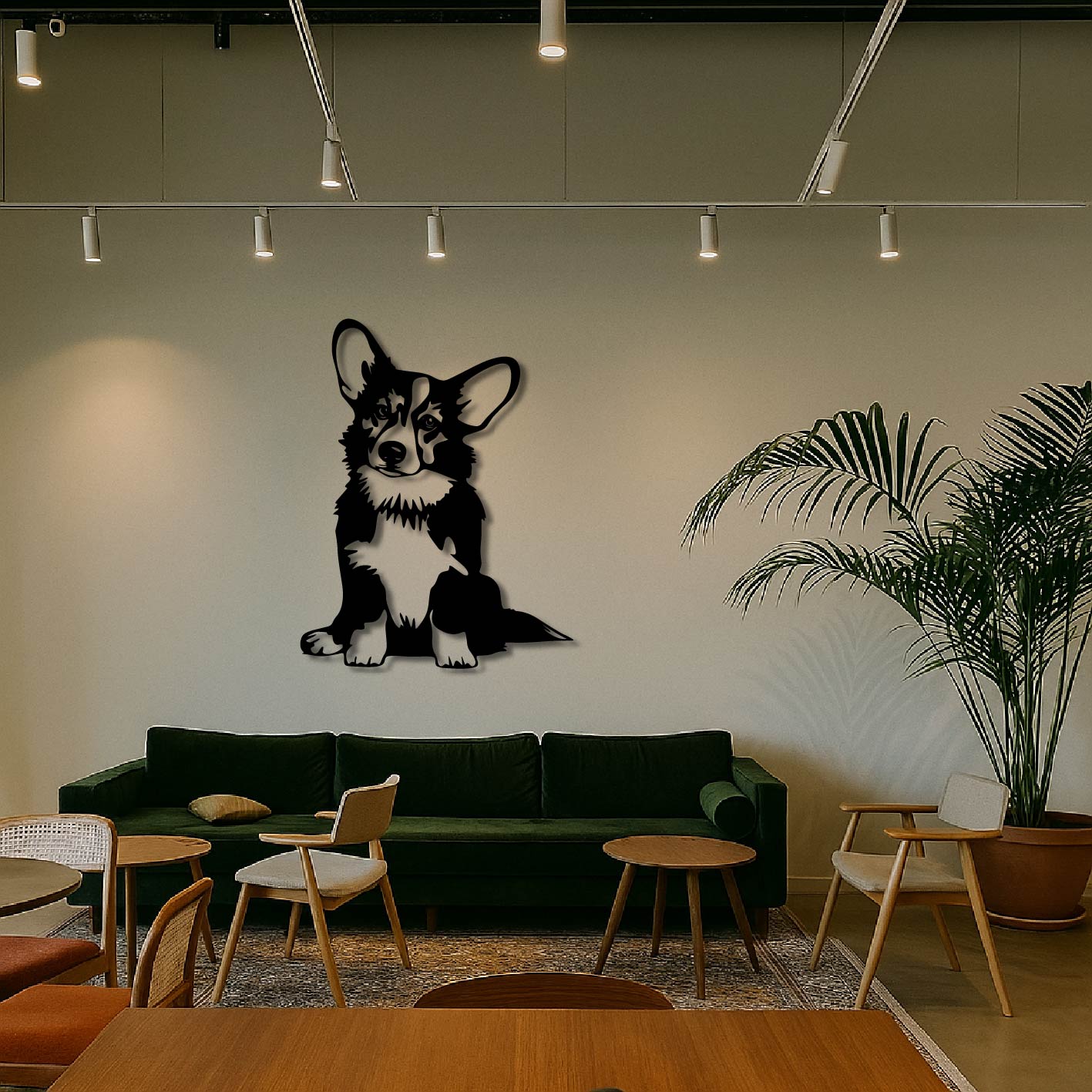 CUTE CORGI METAL WALL ART