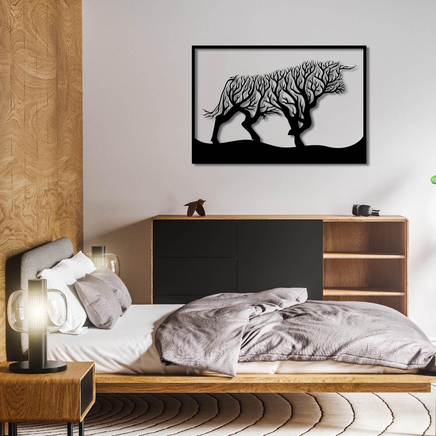 BULL TREE METAL WALL ART