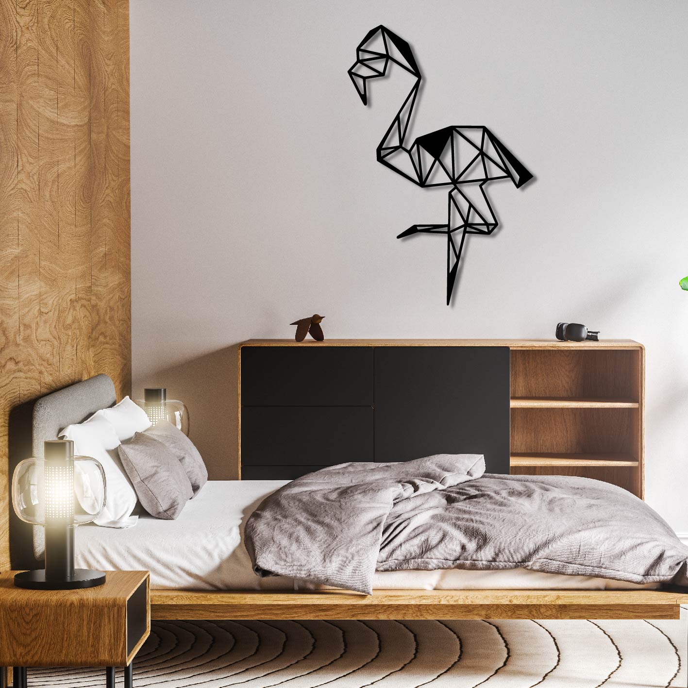 FLAMINGO ON ONE LEG METAL WALL ART