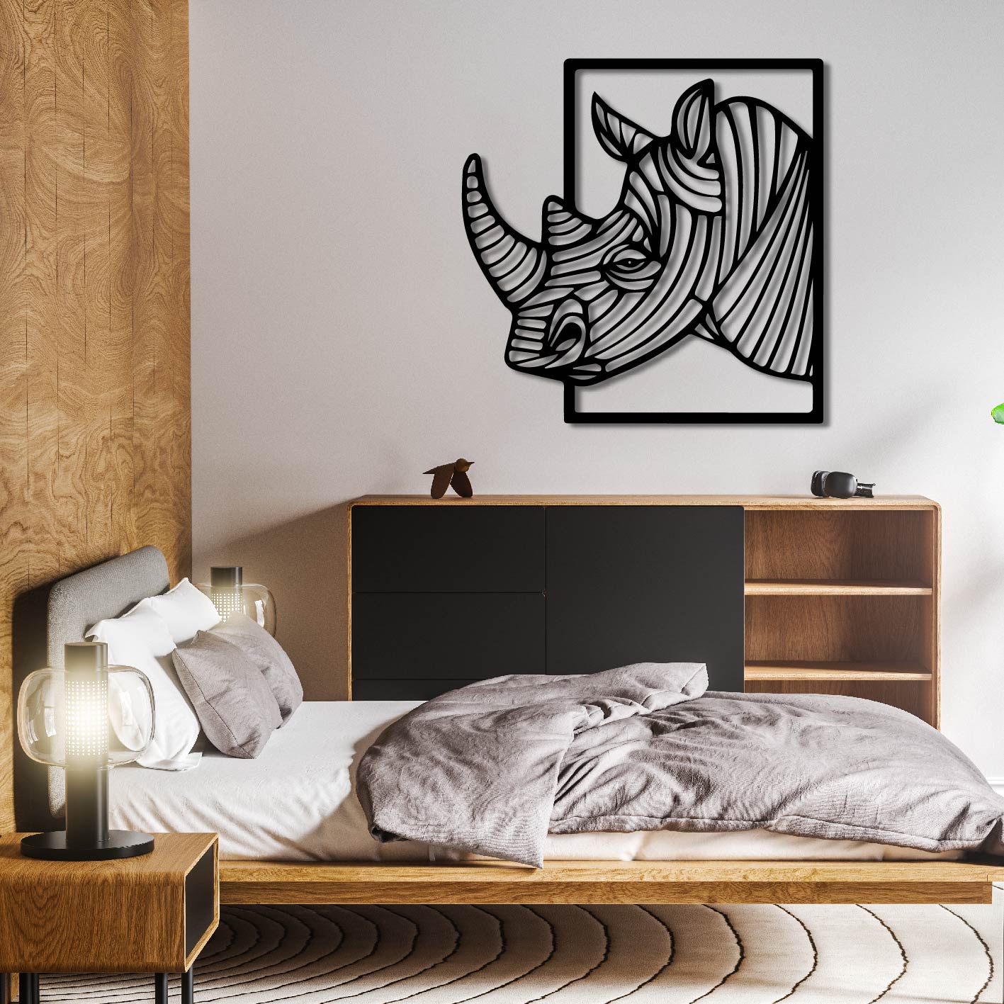RHINO TEXTURED METAL WALL ART