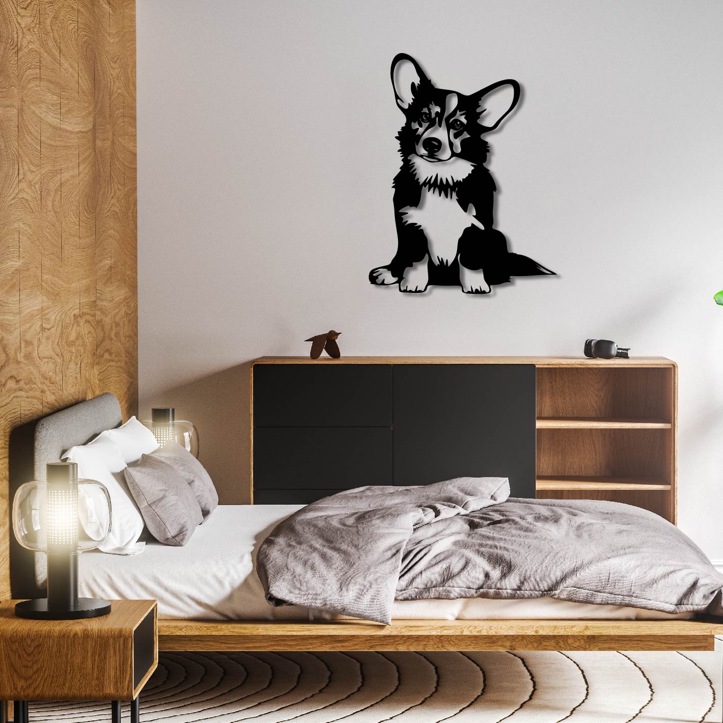 CUTE CORGI METAL WALL ART