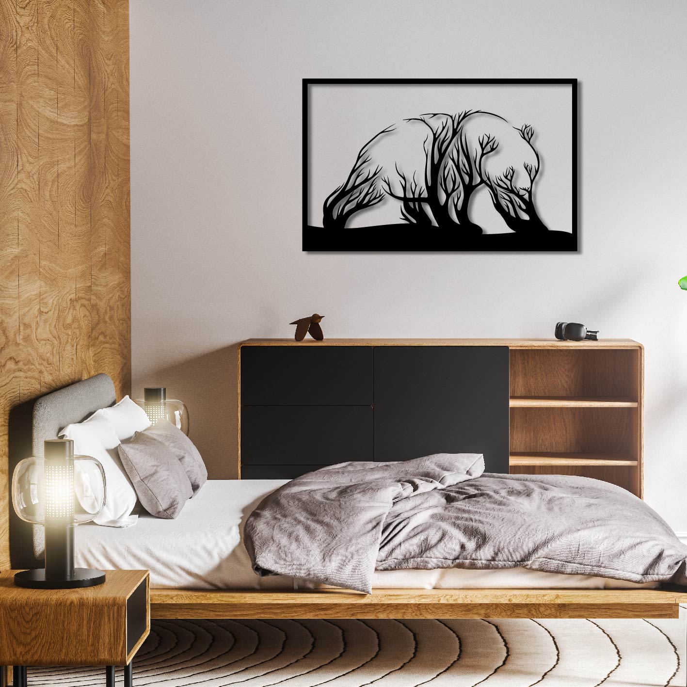 BEAR TREE METAL WALL ART