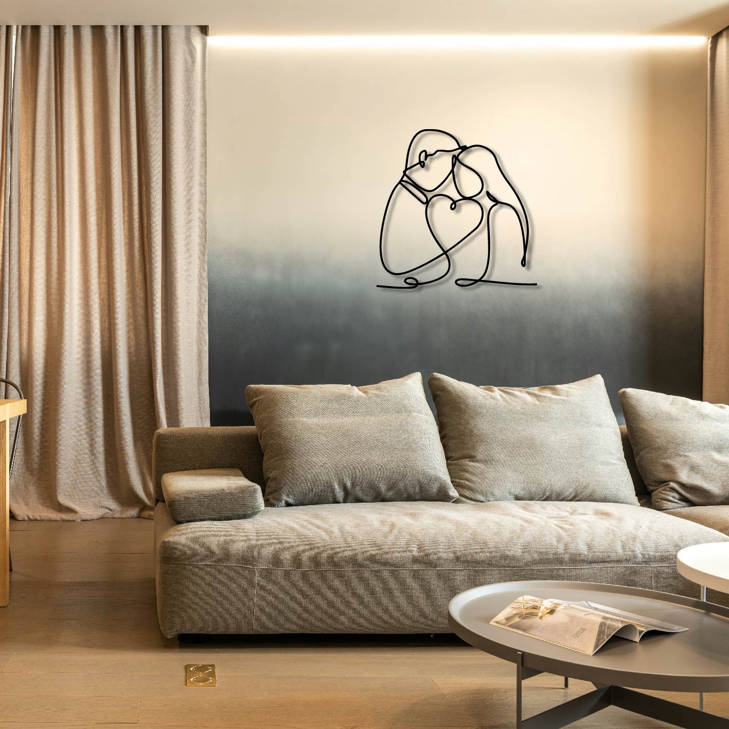 COUPLE HEART METAL WALL ART