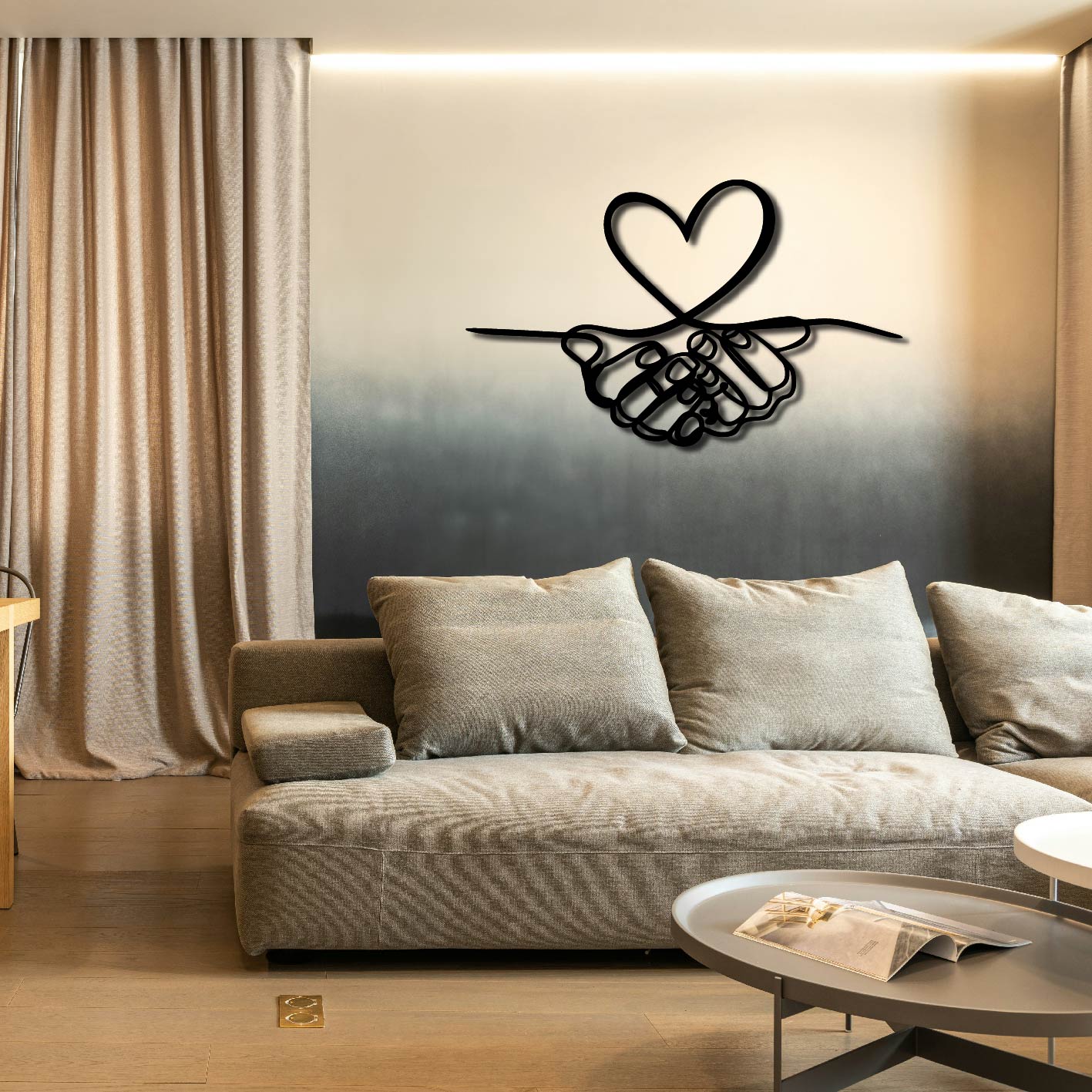 HANDS HOLDING HEART METAL WALL ART
