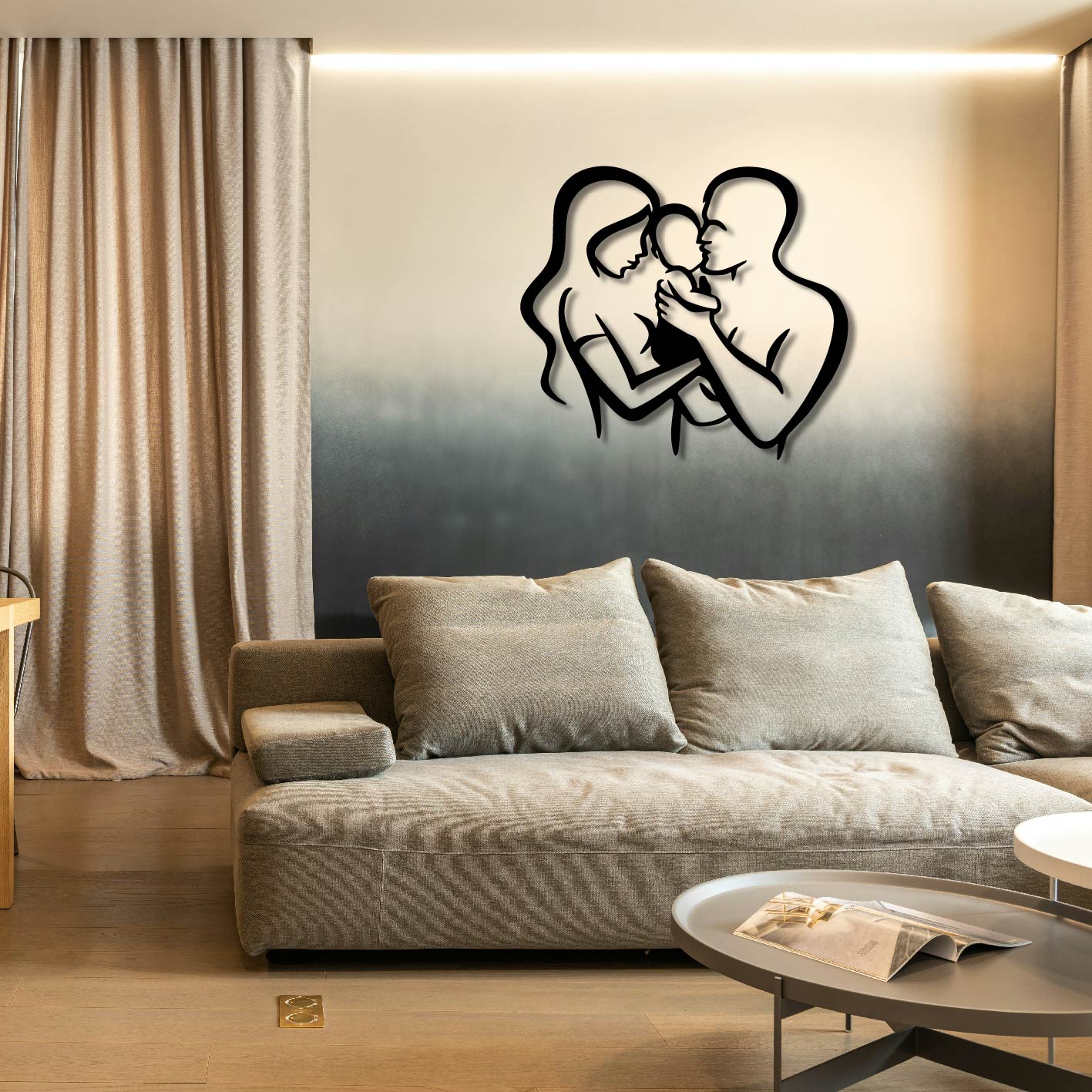 LOVING FAMILY WITH BABY METAL WALL ART