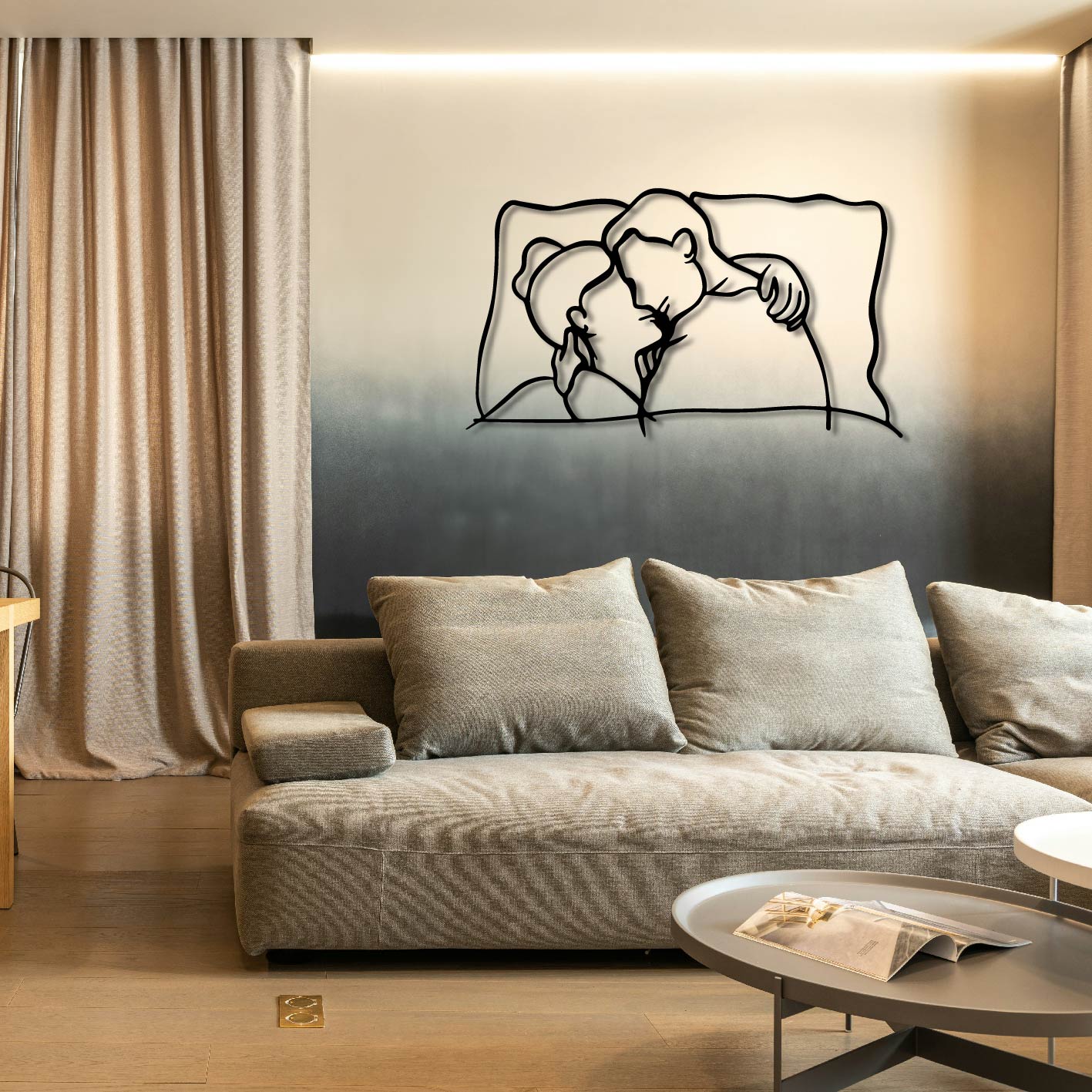 COUPLE SLEEPING METAL WALL ART