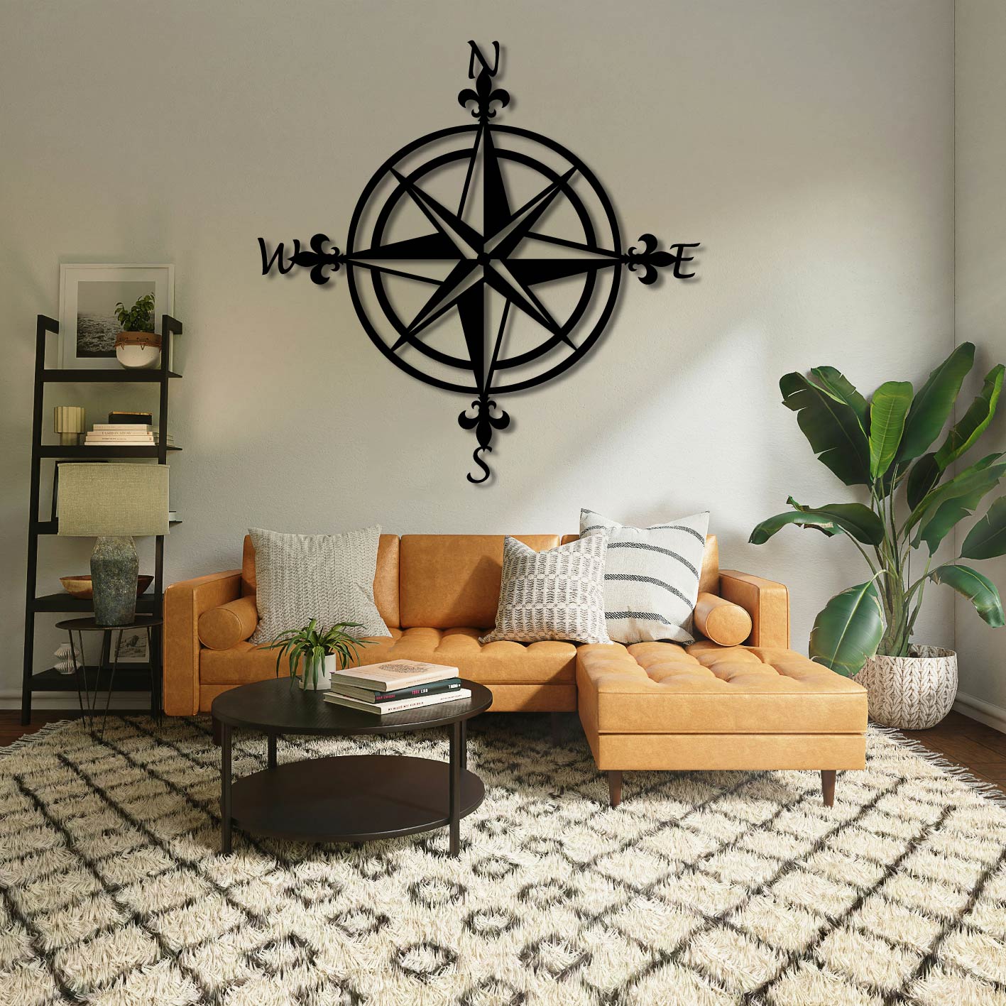 NAUTICAL COMPASS METAL WALL ART