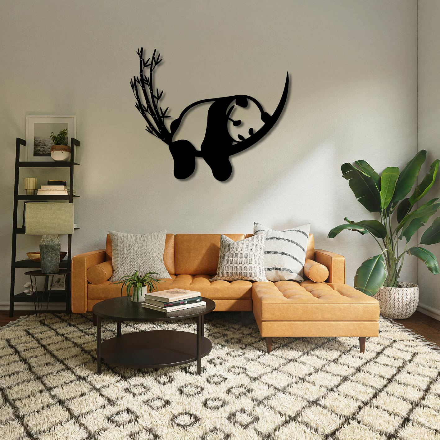 Sleepy Lazy Panda Metal Wall Art Frame