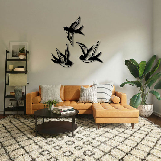 3 SWALLOWS METAL WALL ART