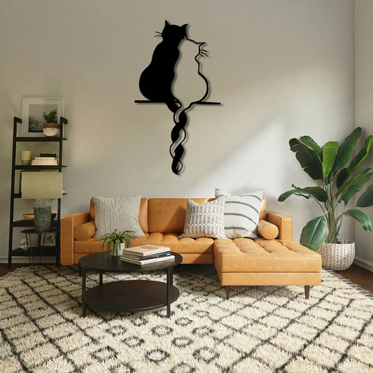 Cats In Love Metal Wall Art Frame