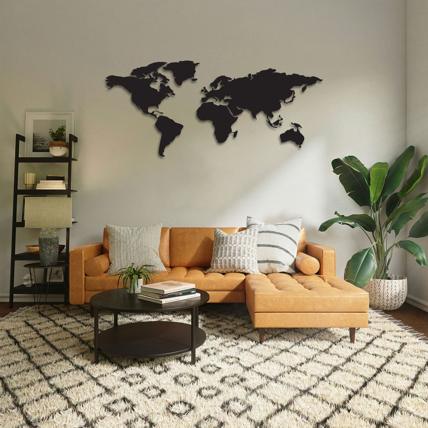 WORLD MAP SILHOUETTE METAL WALL ART