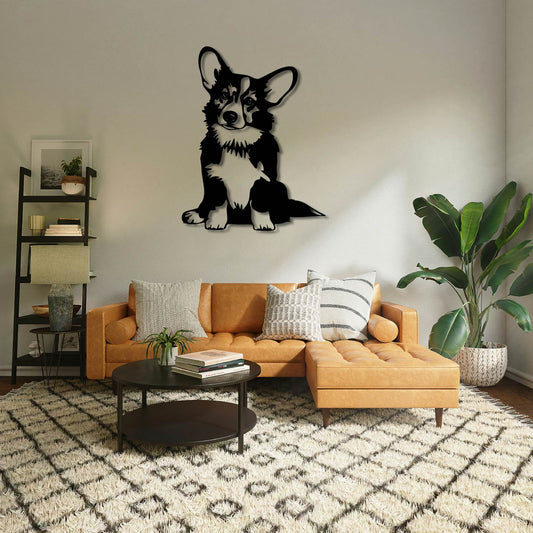 CUTE CORGI METAL WALL ART