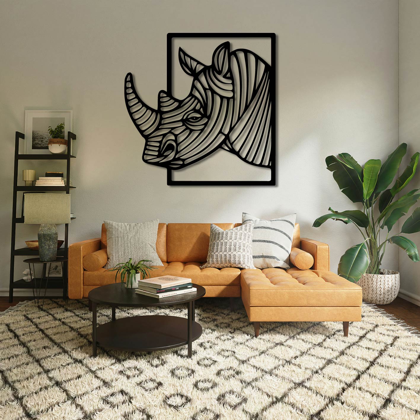 RHINO TEXTURED METAL WALL ART