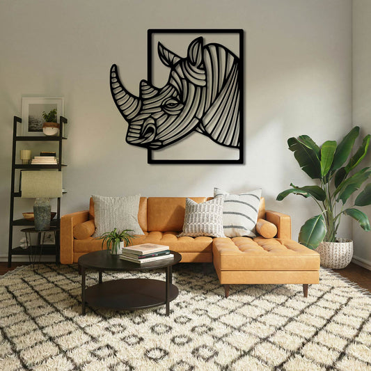 RHINO TEXTURED METAL WALL ART
