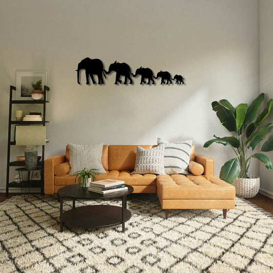 ELEPHANT FAMILY METAL ART WALL