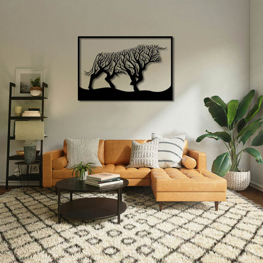 BULL TREE METAL WALL ART