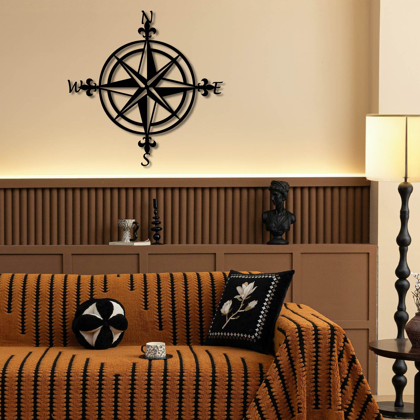 NAUTICAL COMPASS METAL WALL ART