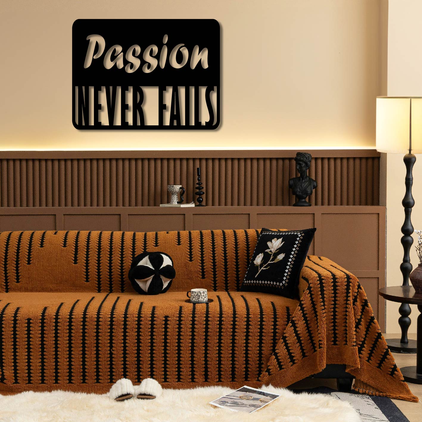 PASSION NEVER FAILS METAL WALL ART