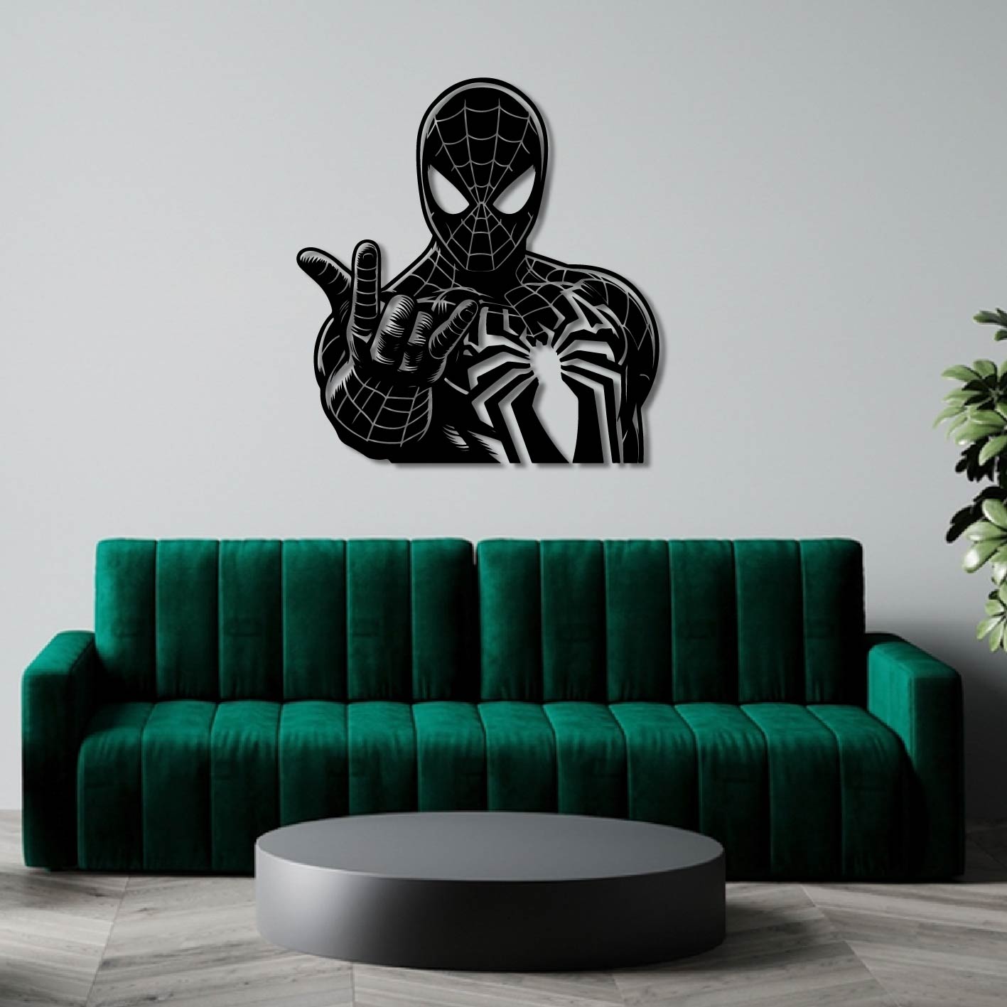 SPIDERMAN SHOOTING WEB FRONT METAL WALL ART