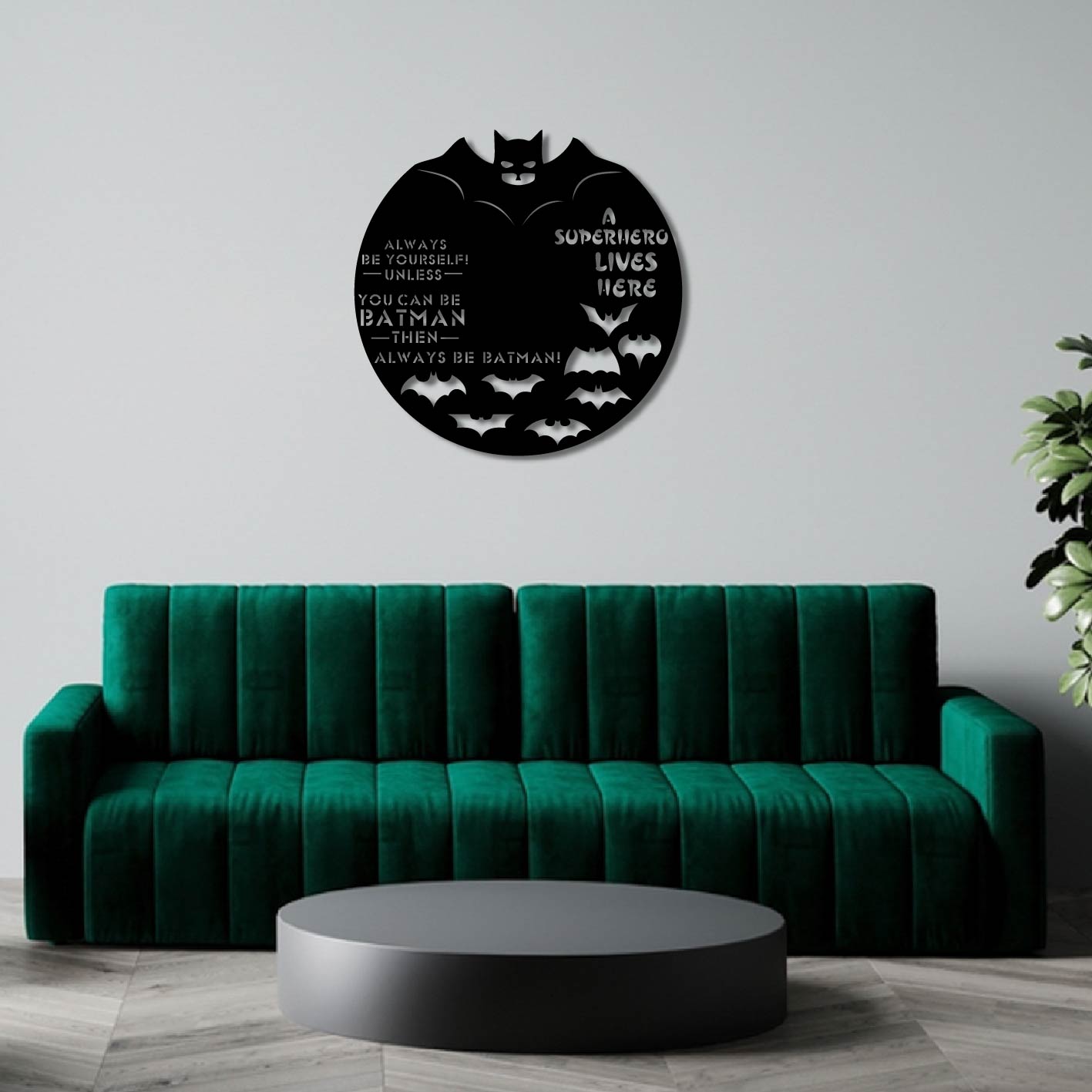 BATMAN SUPERHERO ROUND PLATE METAL WALL ART