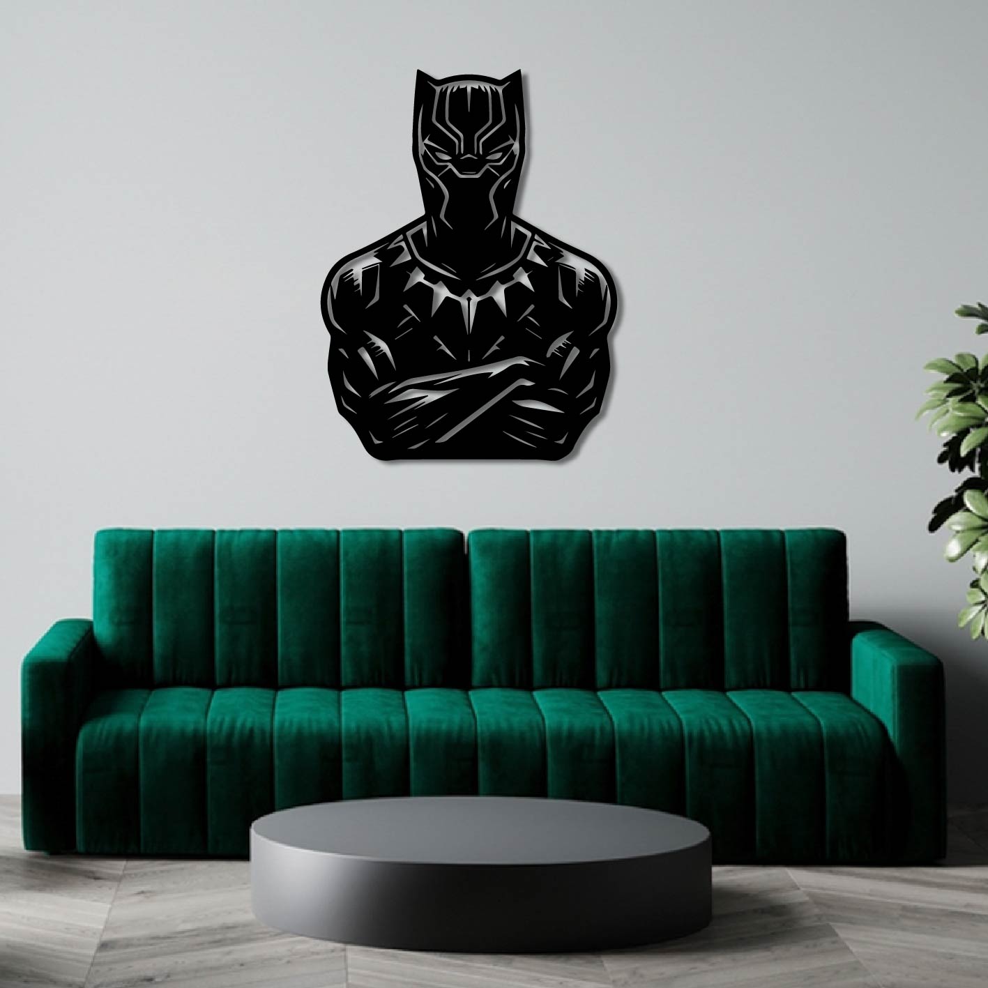 BLACK PANTHER CROSSED ARMS METAL WALL ART