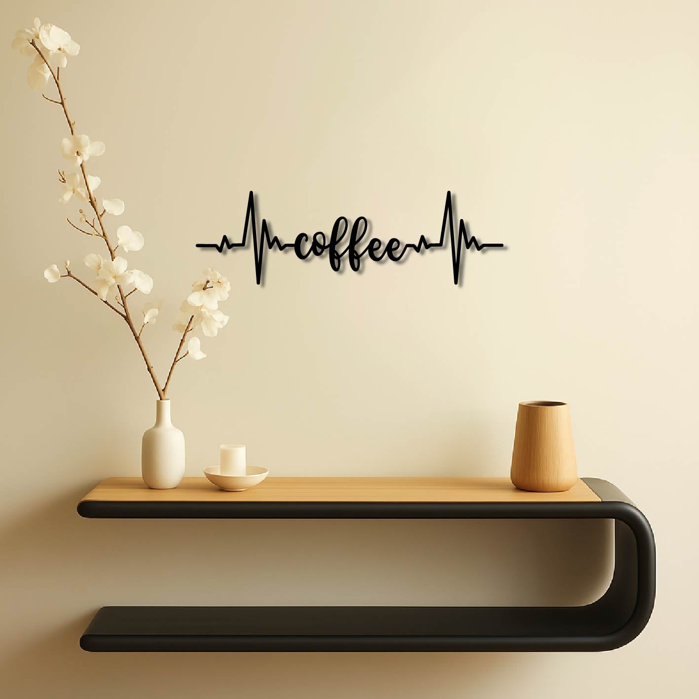 COFFEE HEARTBEAT METAL WALL ART