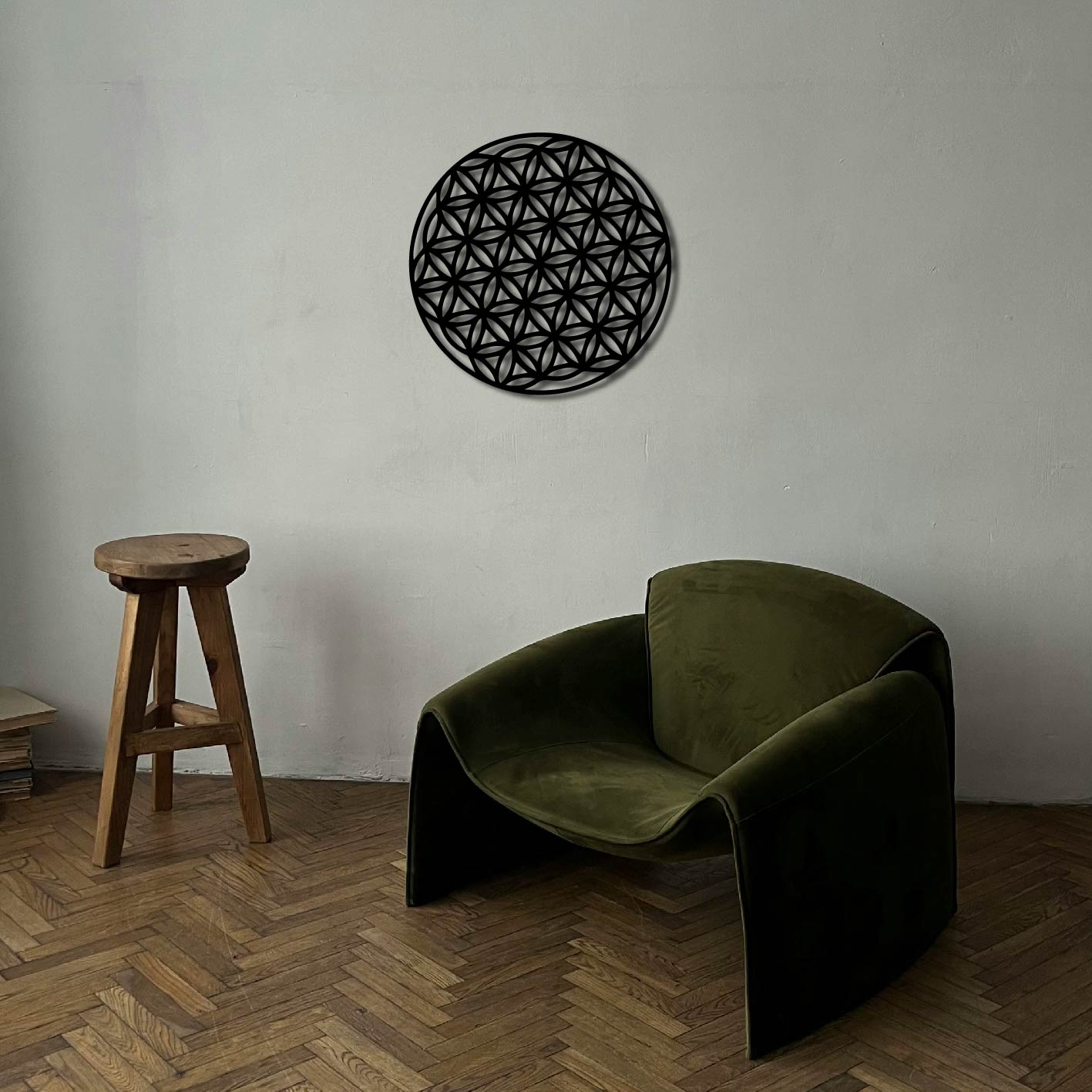 GEOMETRIC FLOWER PATTERN METAL WALL ART