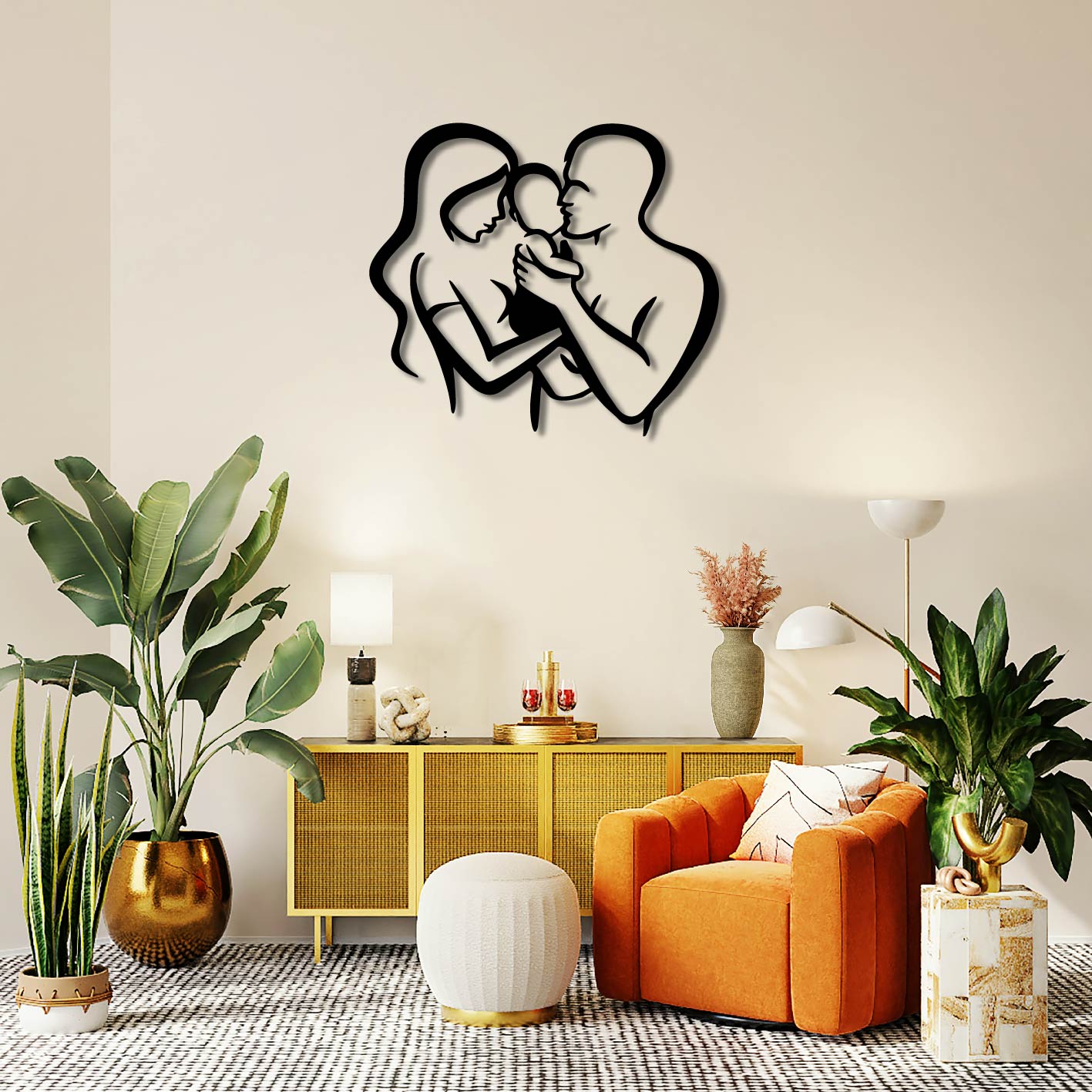 LOVING FAMILY WITH BABY METAL WALL ART