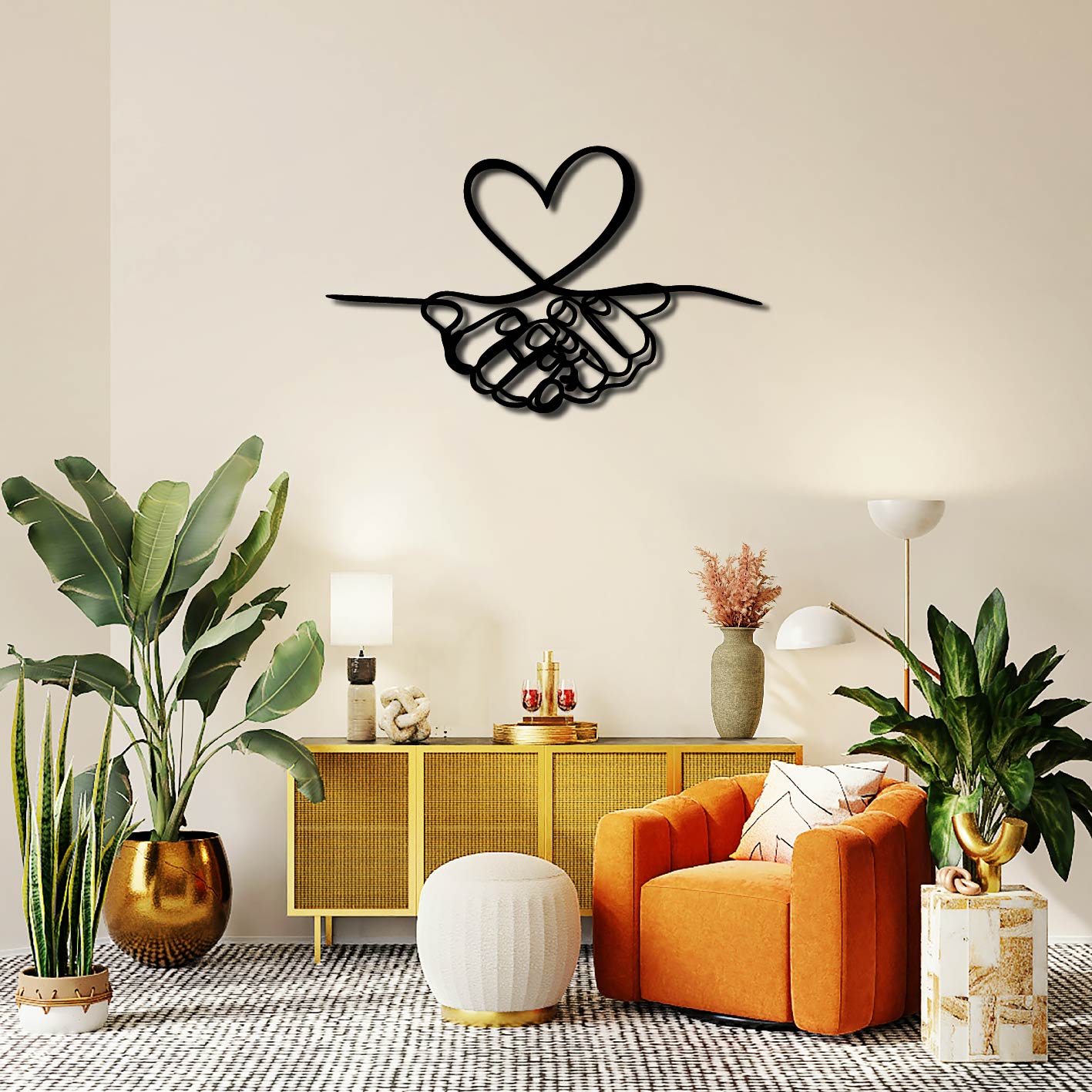 HANDS HOLDING HEART METAL WALL ART