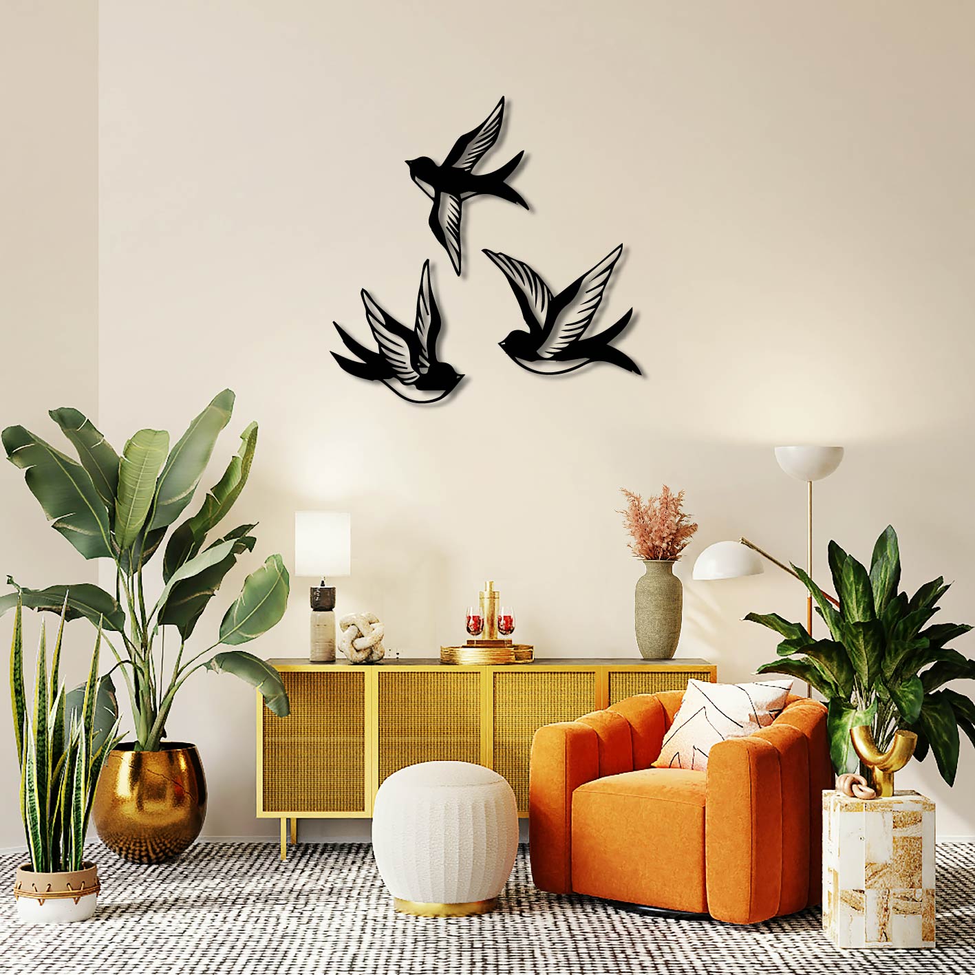 3 SWALLOWS METAL WALL ART