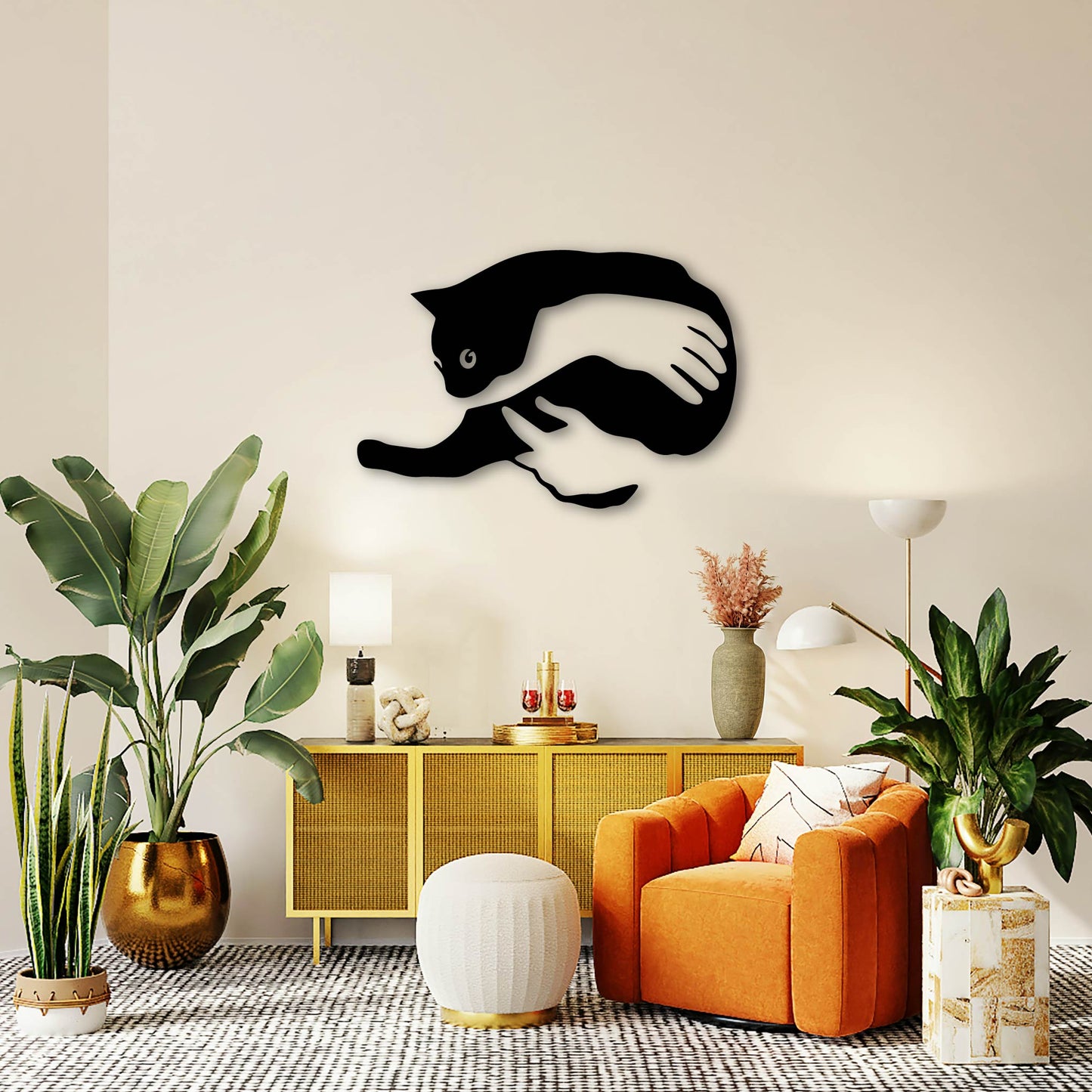 CAT CUDDLES METAL WALL ART