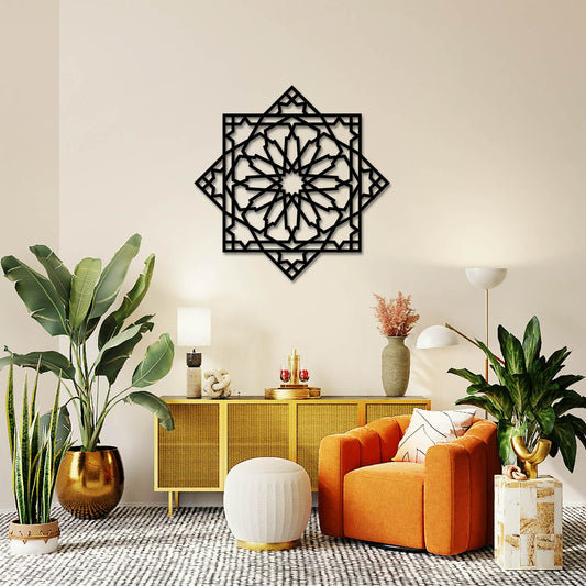 ISLAMIC GEOMETRIC 8 POINT STAR METAL WALL ART