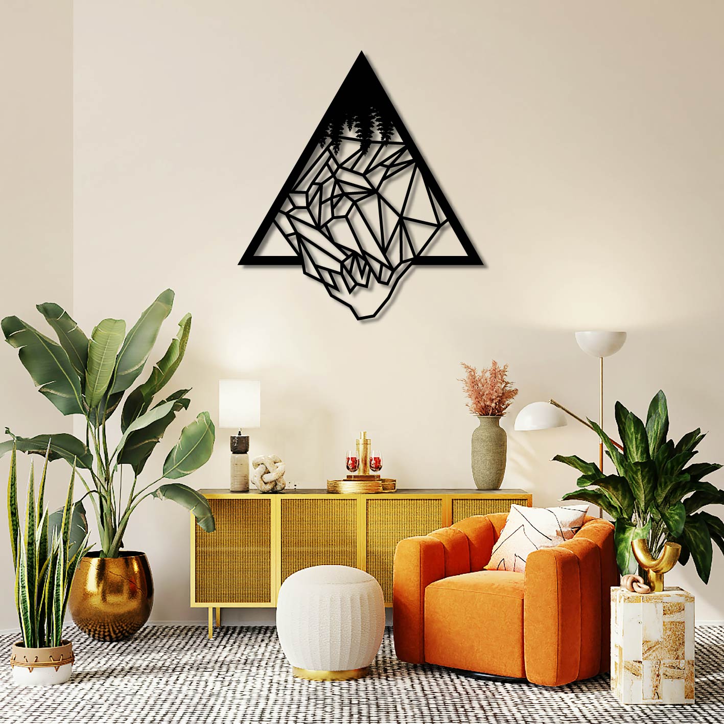 GEOMETRIC TRIANGLE MOUNTAIN METAL WALL ART