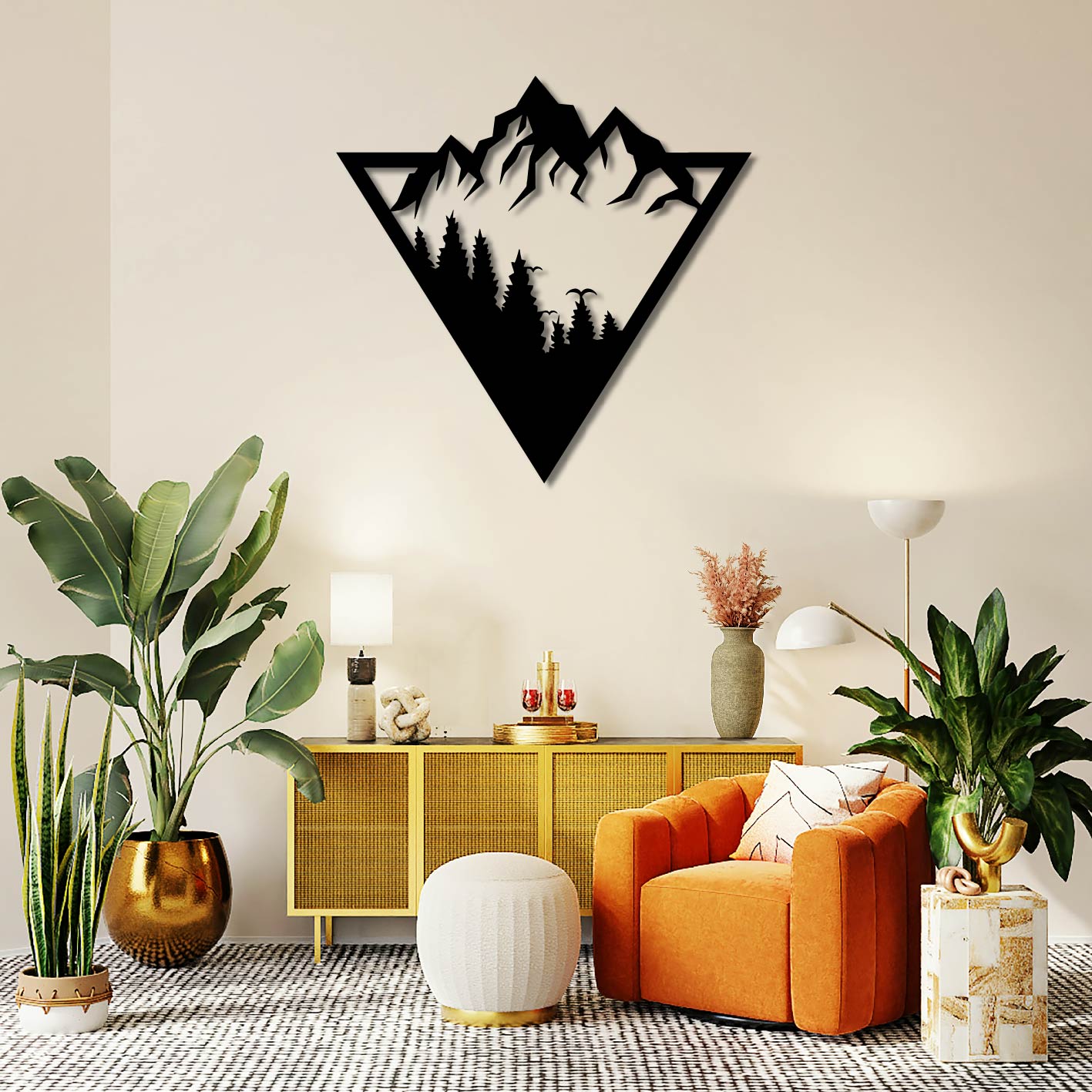 TRIANGLE MOUNTAIN SCENE WALL ART