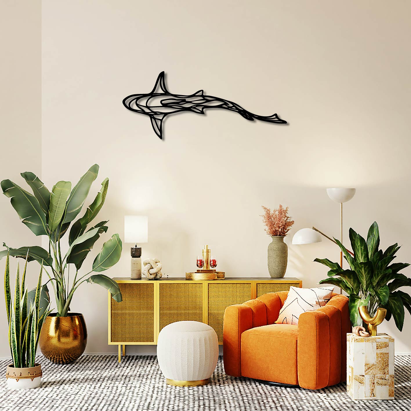 Shark Metal Wall Art Frame