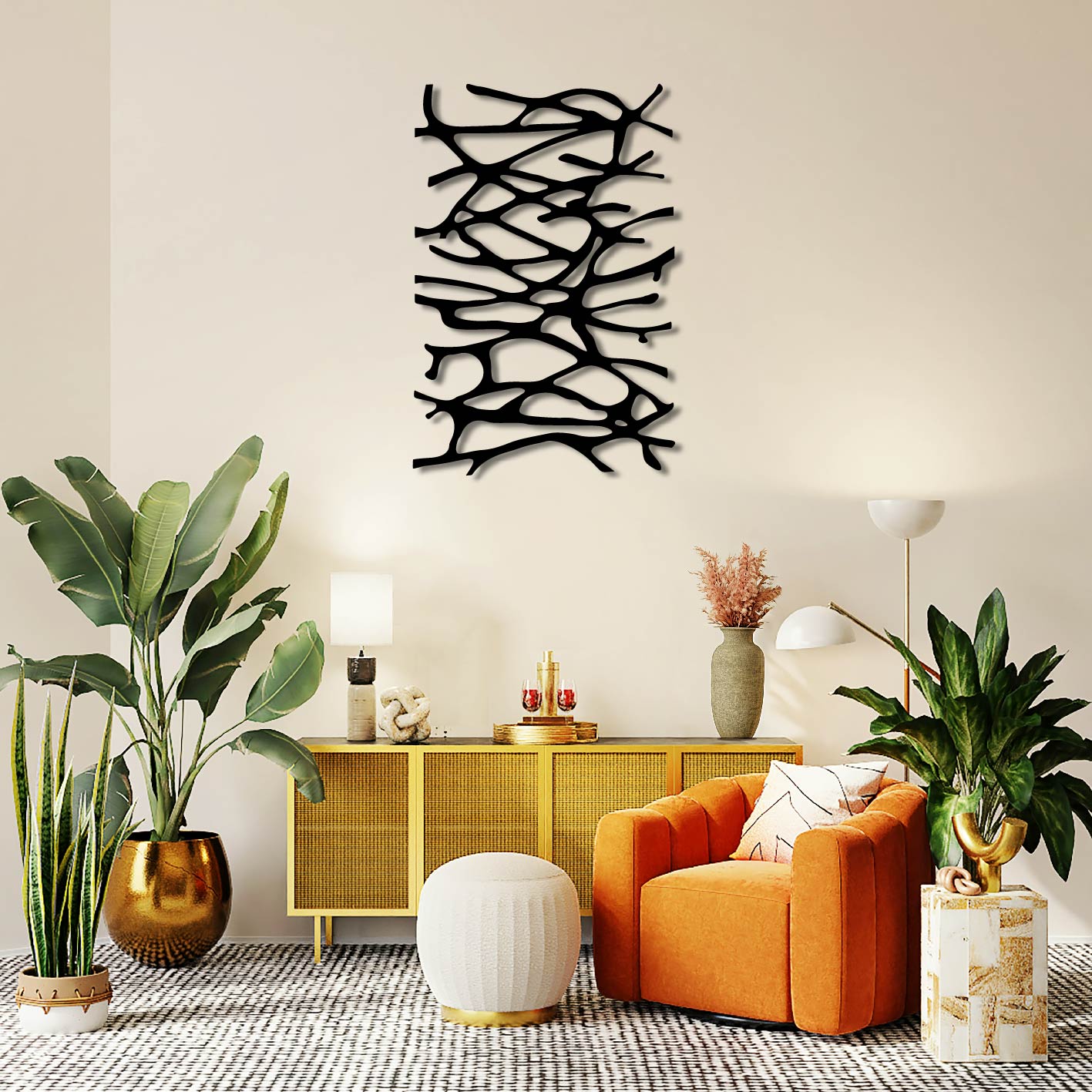 ABSTRACT STICKS METAL WALL ART