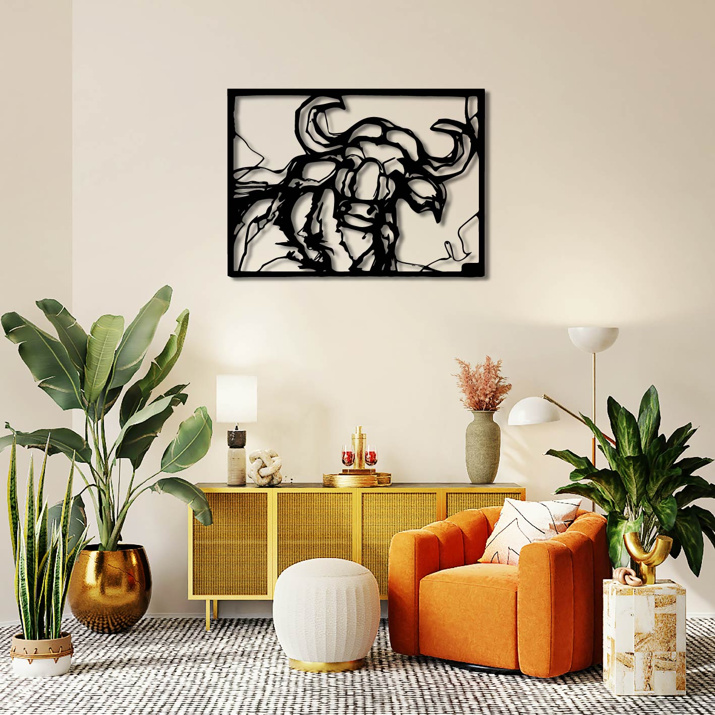 NYATI BUFFALO METAL WALL ART