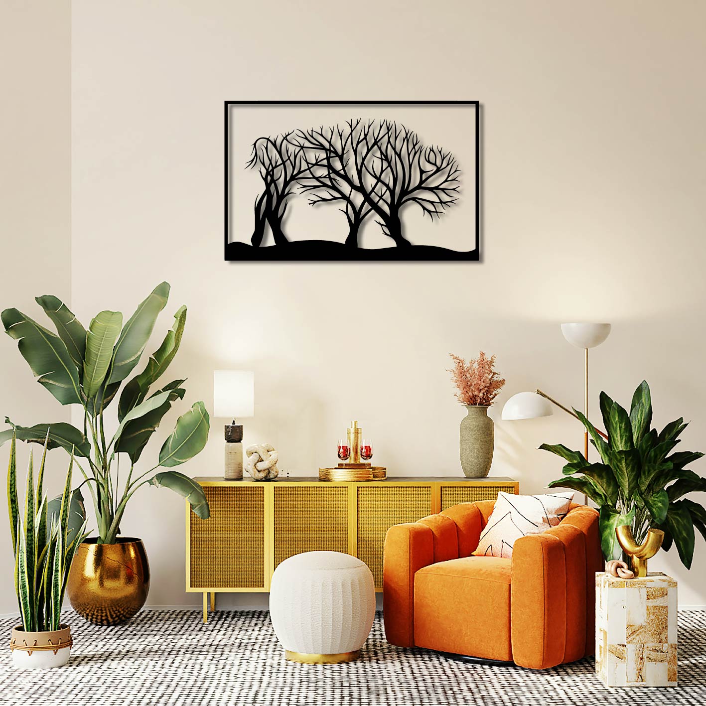 BISON TREE METAL WALL ART