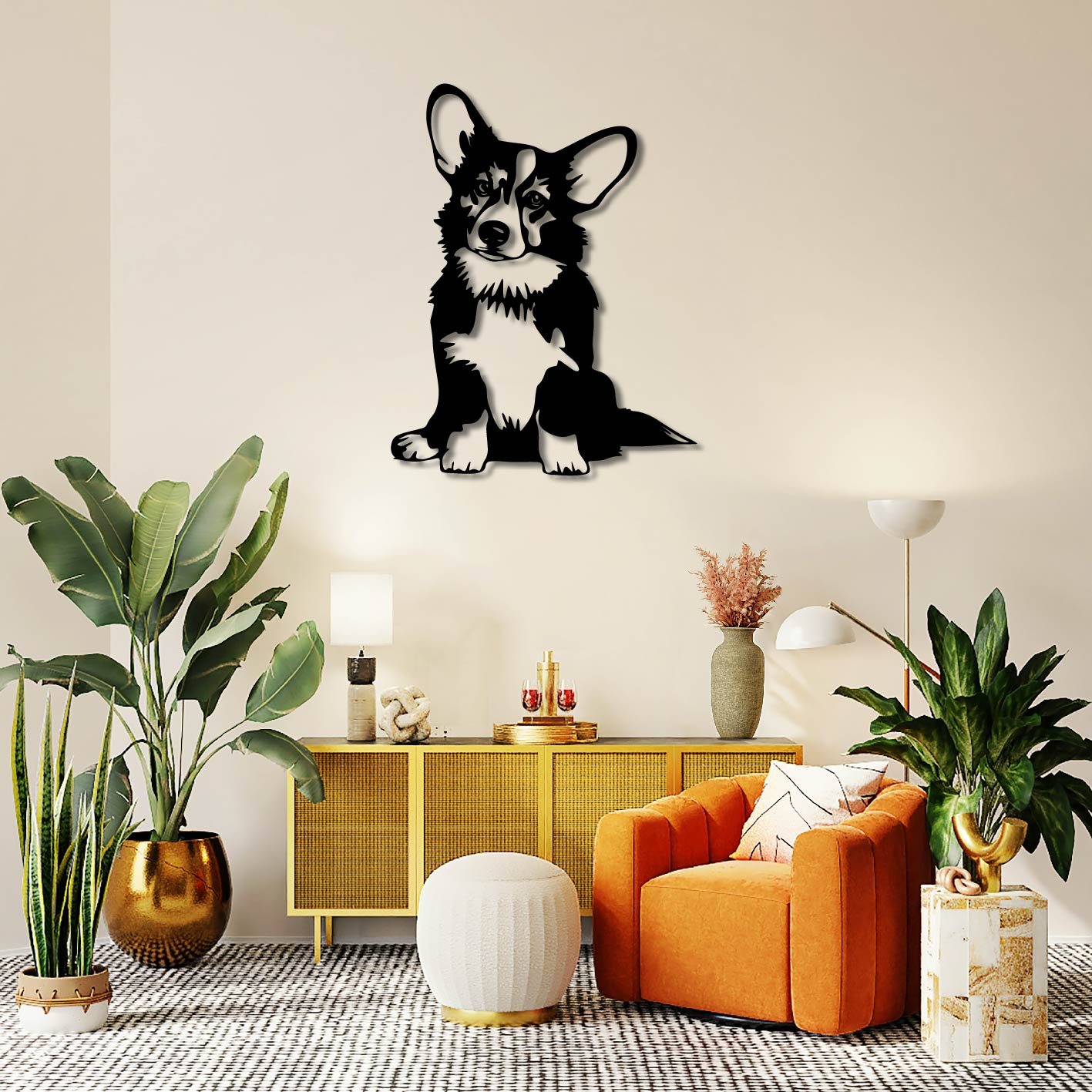 CUTE CORGI METAL WALL ART