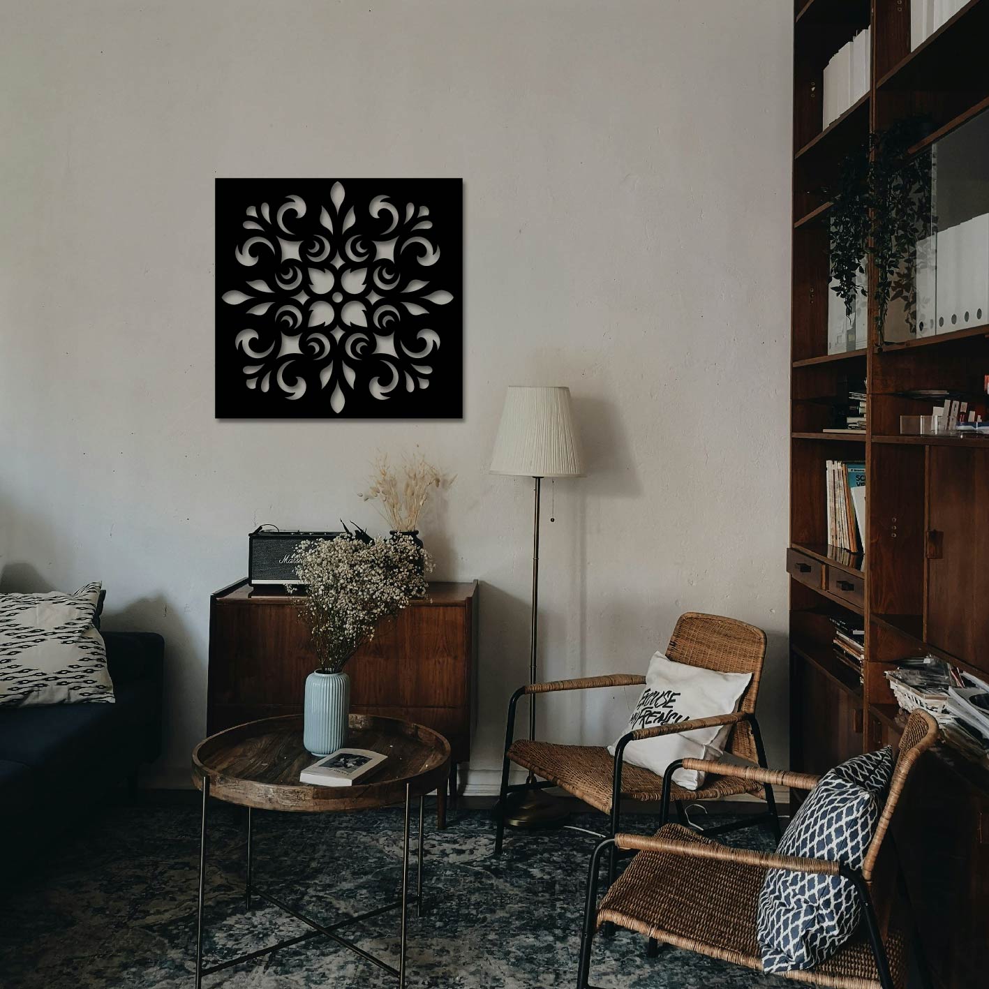 PATTERNED SQUARE TILE METAL WALL ART