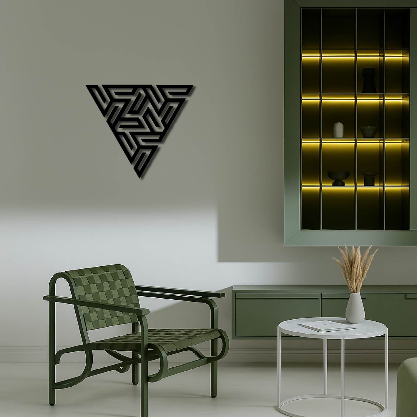 V Maze Geometric Shape Metal Wall Art Frame