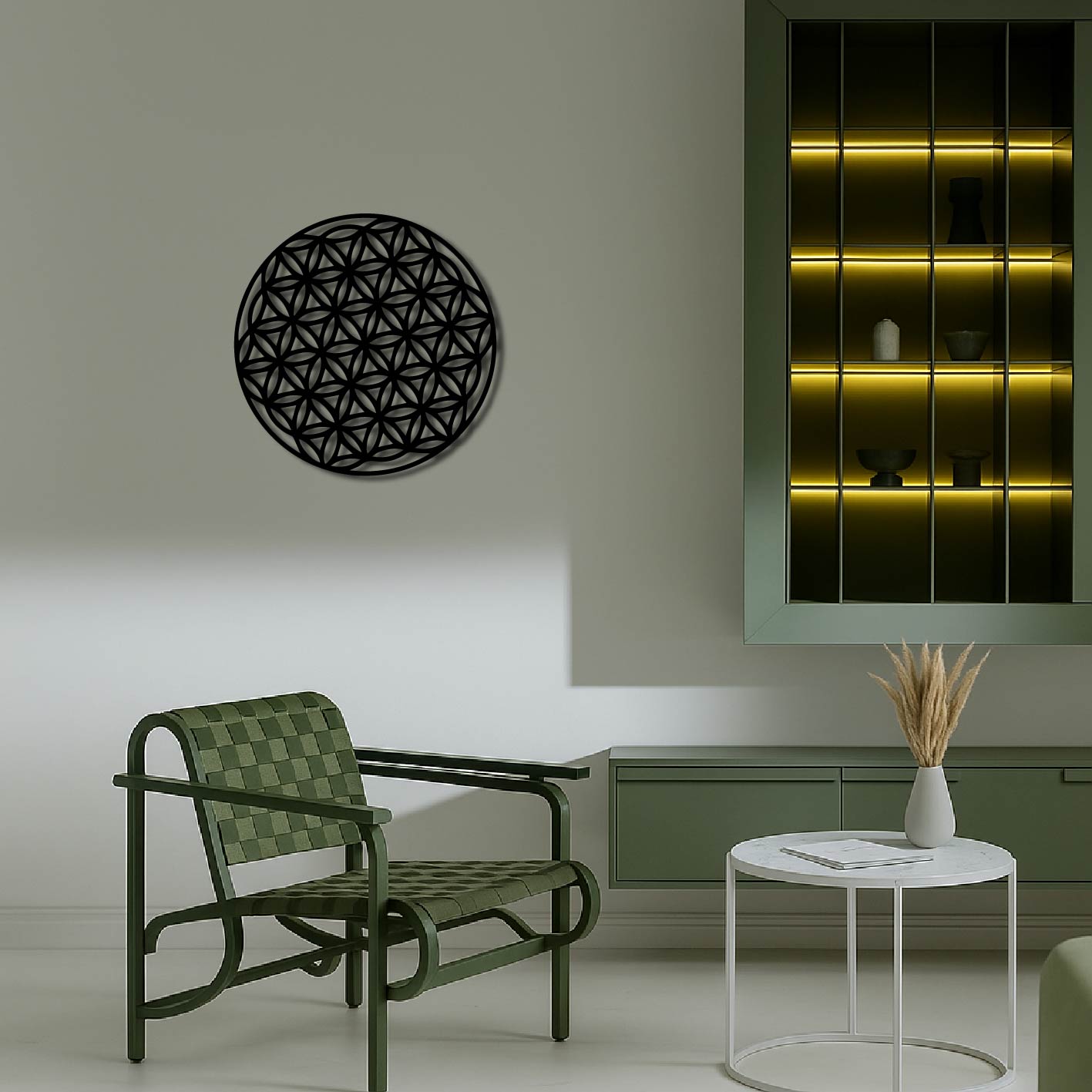 GEOMETRIC FLOWER PATTERN METAL WALL ART