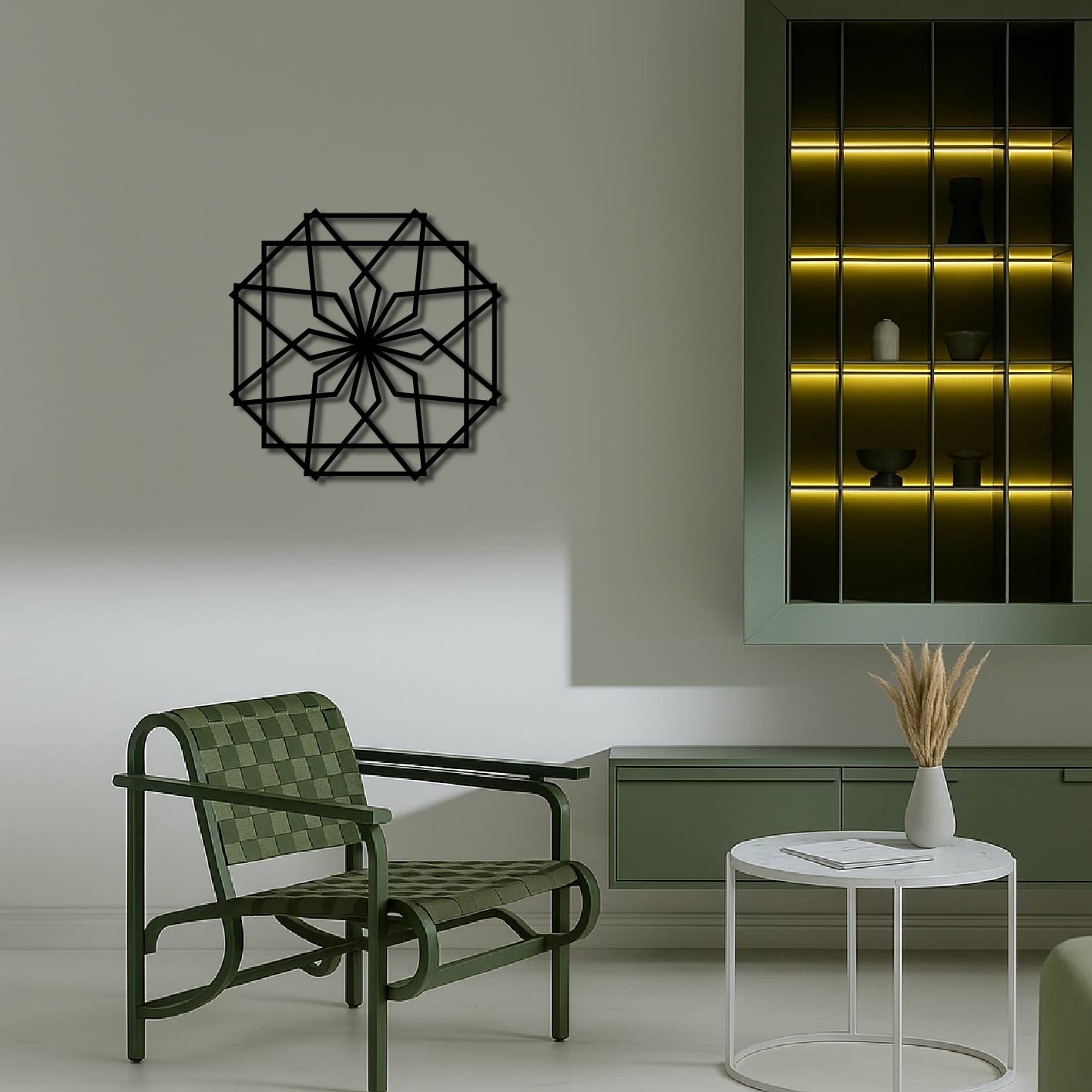 GEOMETRIC OCTAGON FLOWER METAL WALL ART