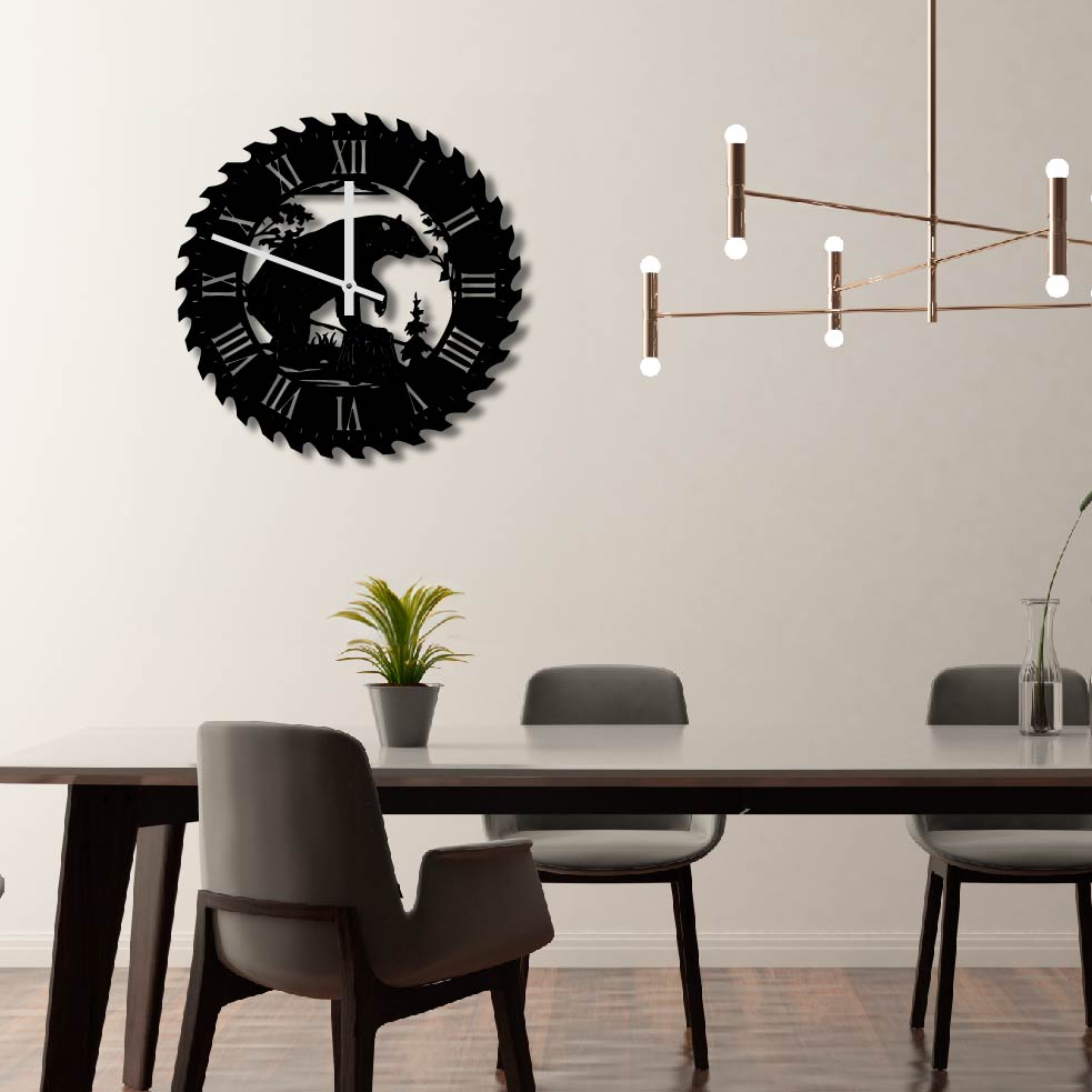 BEAR METAL WALL ART CLOCK