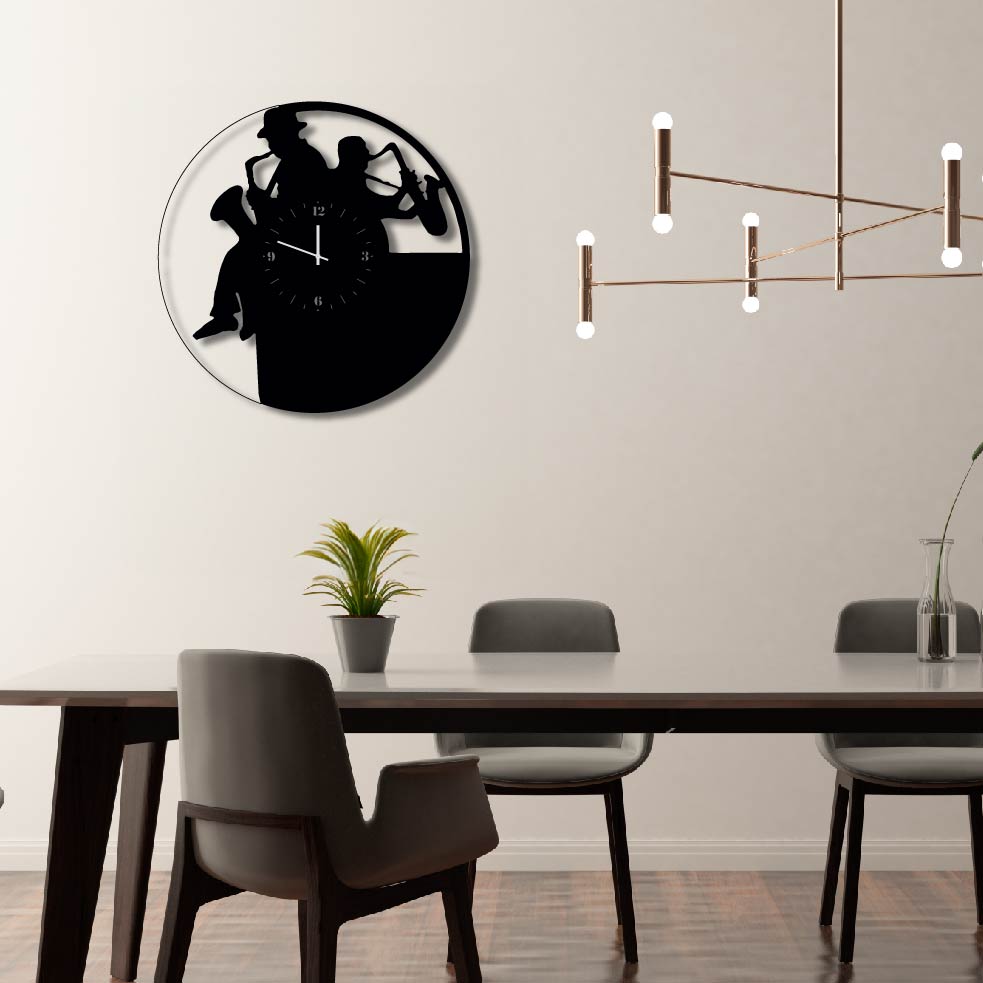 JAZZ BAND METAL WALL ART CLOCK