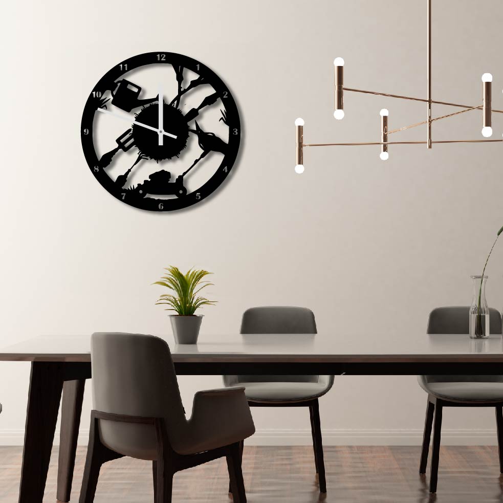 GARDENING METAL WALL ART CLOCK