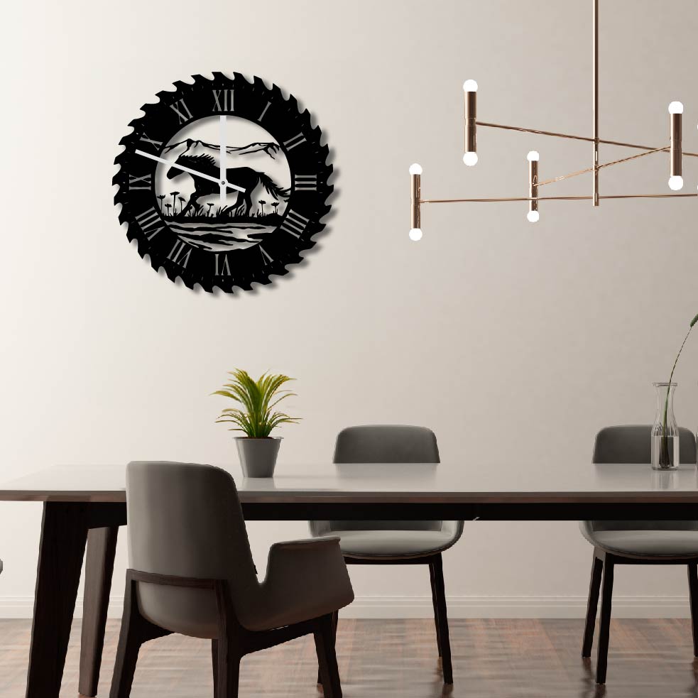 HORSE RUNNING METAL WALL ART CLOCK